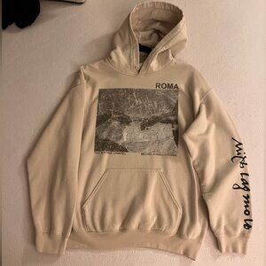 Beige Graphic hooded sweatshirt